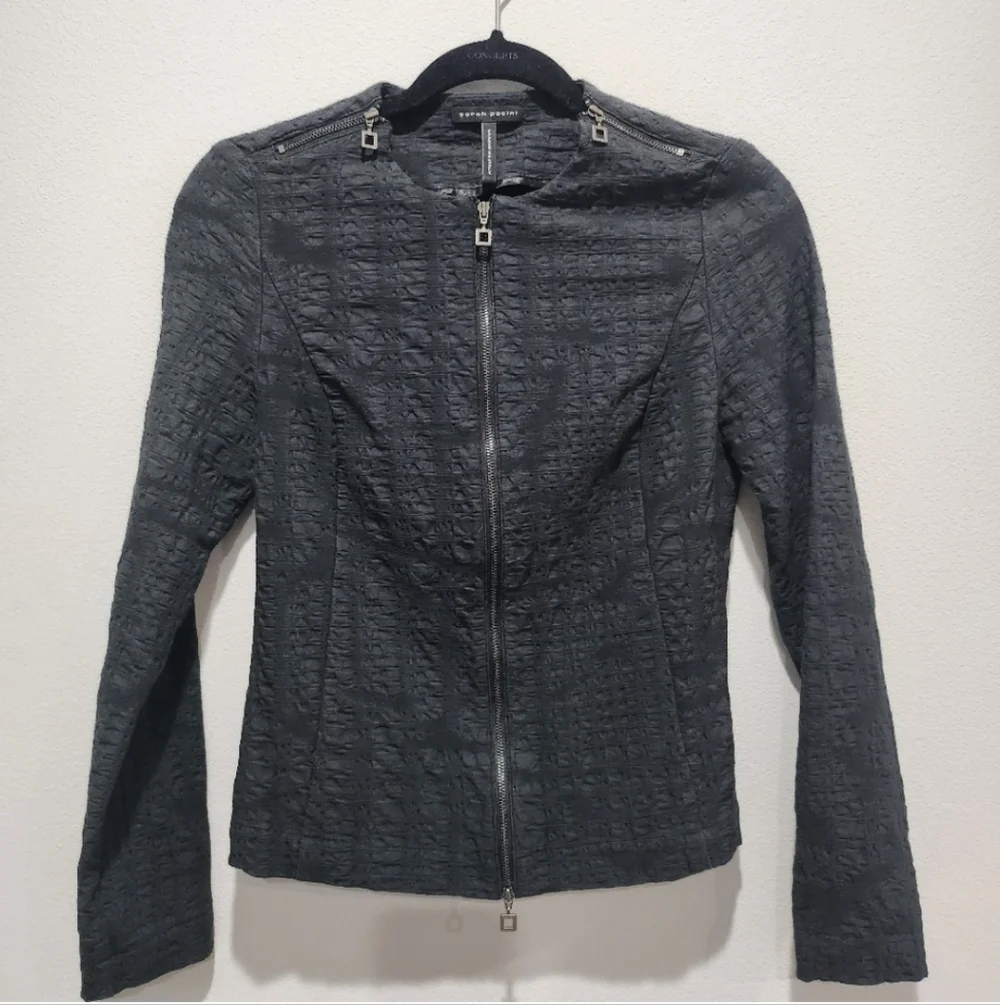 Sarah Pacini Charcoal Textured Blazer - Picture 7 of 7